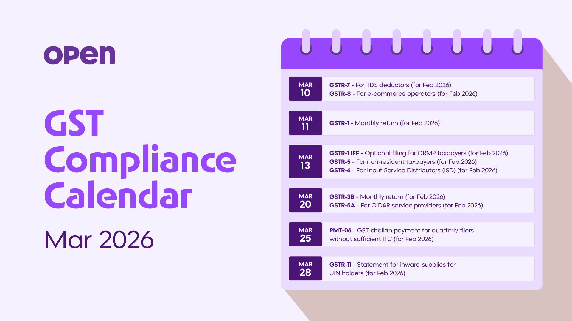 gst compliance calendar